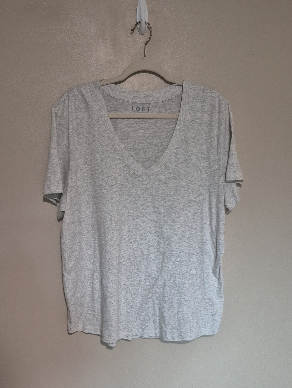 LOFT Light Gray V-Neck Short Sleeve Tee